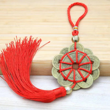 Chinese Lucky Coin Feng Shui Car Mirror Pendant for Good Fortune